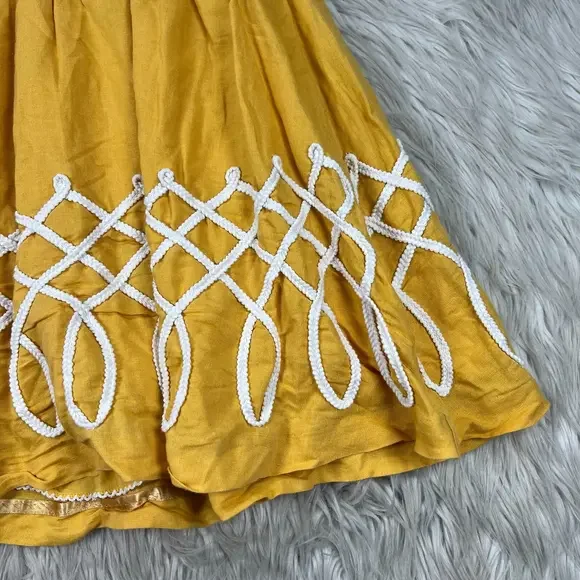 Girls of Savoy Women's 0 Yellow Sugar Work Skirt A-Line Embroidered Appliqué - Picture 2 of 8